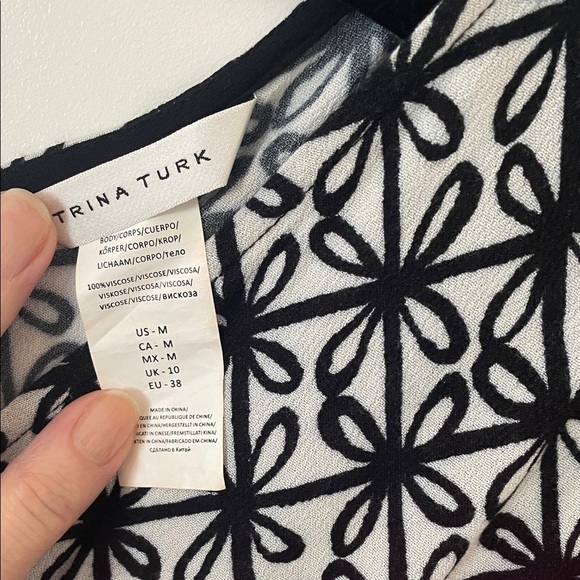 Trina Turk Black and Pink Patterned Swim Coverup - Picture 3 of 12